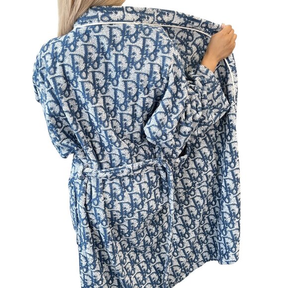 Christian Dior Vintage Trotter Monogram Logo Bathrobe #L Terry Cloth [105820] - Picture 4 of 12